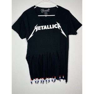 Womens Metallica Logo Band T-Shirt Size S Bravado With Beads